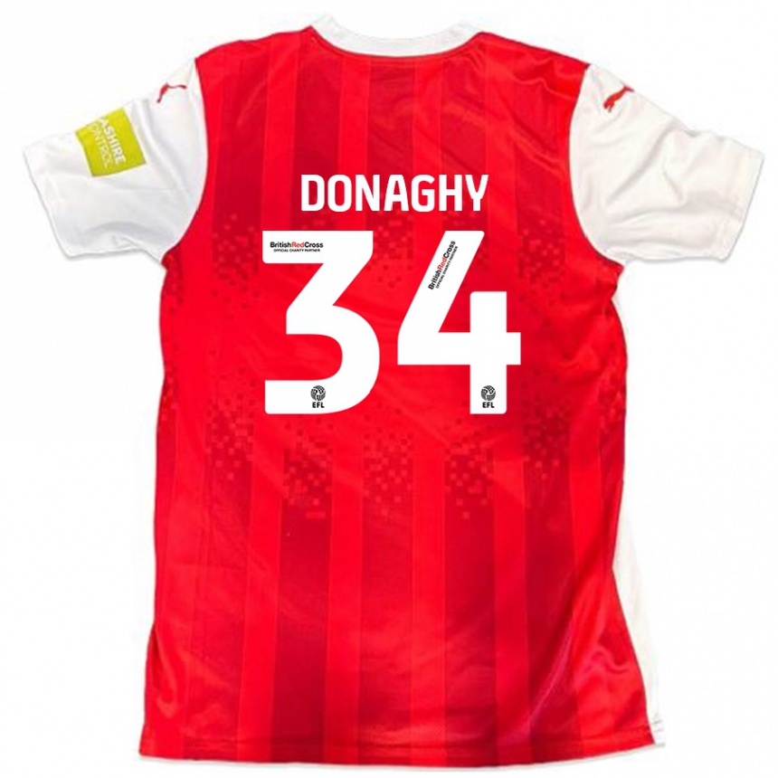 Kids Football Tom Donaghy #34 Red White Home Jersey 2024/25 T-Shirt Nz