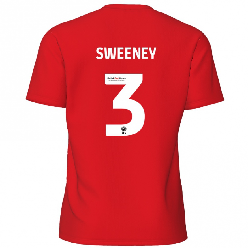 Kids Football Jayden Sweeney #3 Red Home Jersey 2024/25 T-Shirt Nz