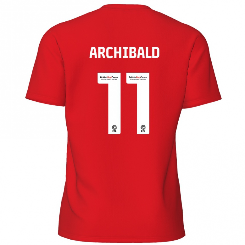 Kids Football Theo Archibald #11 Red Home Jersey 2024/25 T-Shirt Nz