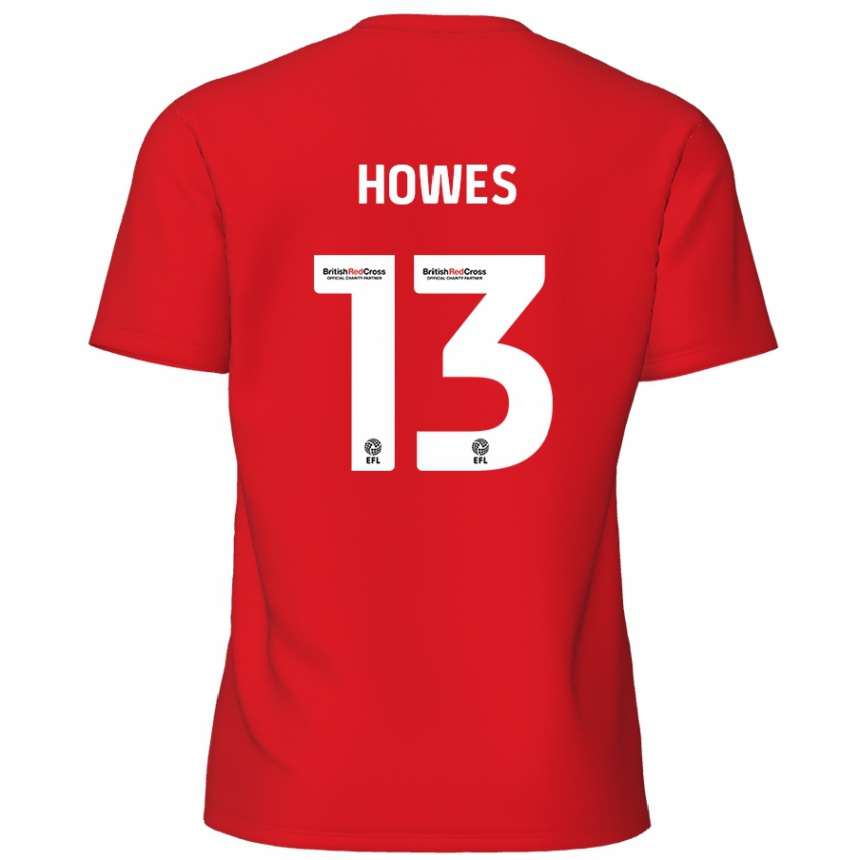 Kids Football Sam Howes #13 Red Home Jersey 2024/25 T-Shirt Nz