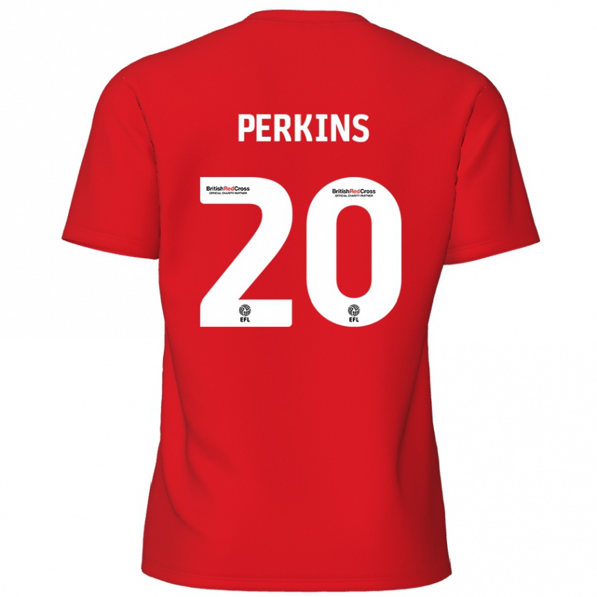 Kids Football Sonny Perkins #20 Red Home Jersey 2024/25 T-Shirt Nz