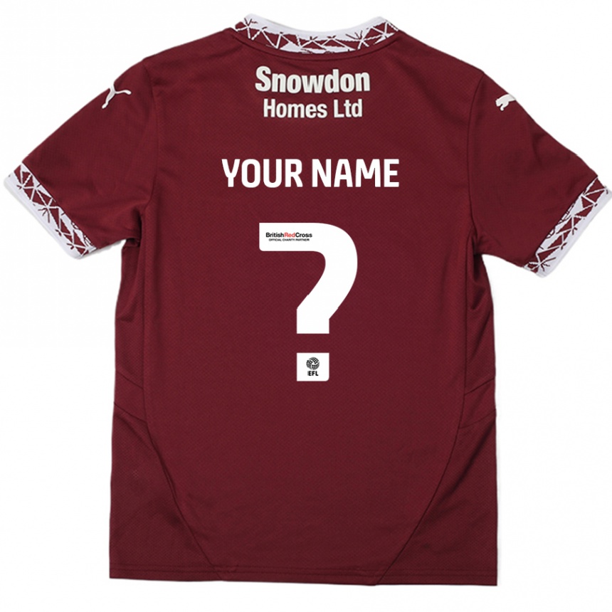 Kids Football Your Name #0 Burgundy Home Jersey 2024/25 T-Shirt Nz