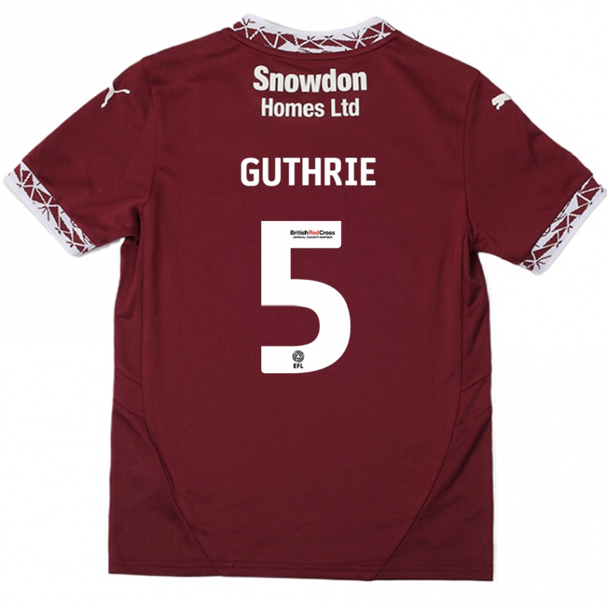 Kids Football Jon Guthrie #5 Burgundy Home Jersey 2024/25 T-Shirt Nz