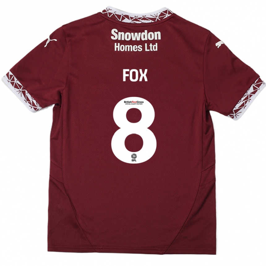 Kids Football Ben Fox #8 Burgundy Home Jersey 2024/25 T-Shirt Nz