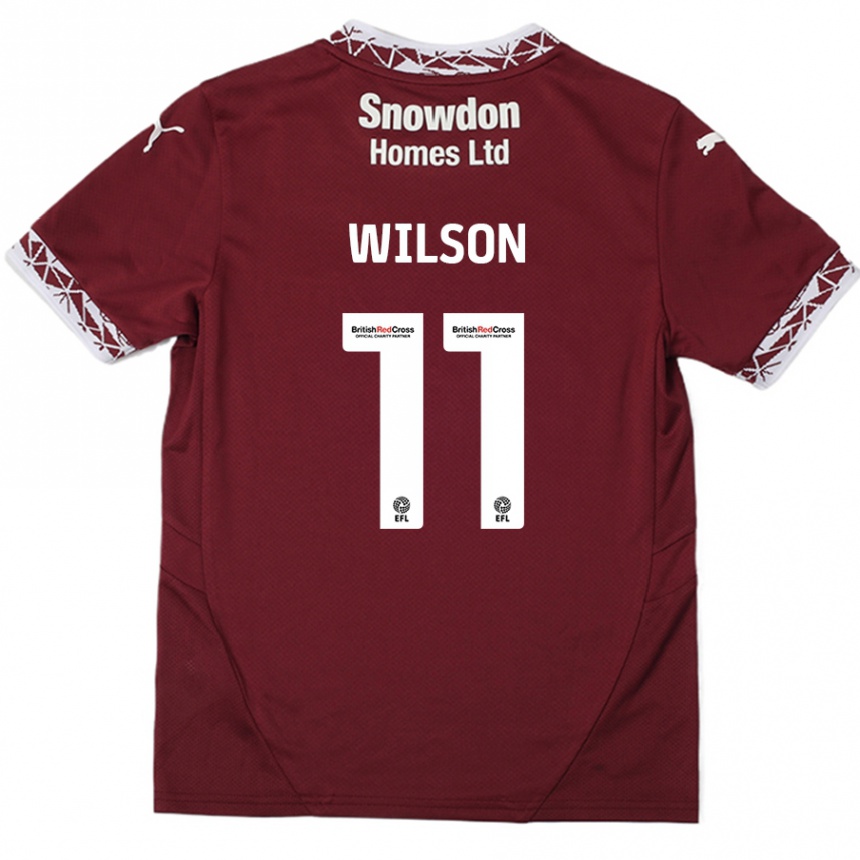 Kids Football James Wilson #11 Burgundy Home Jersey 2024/25 T-Shirt Nz