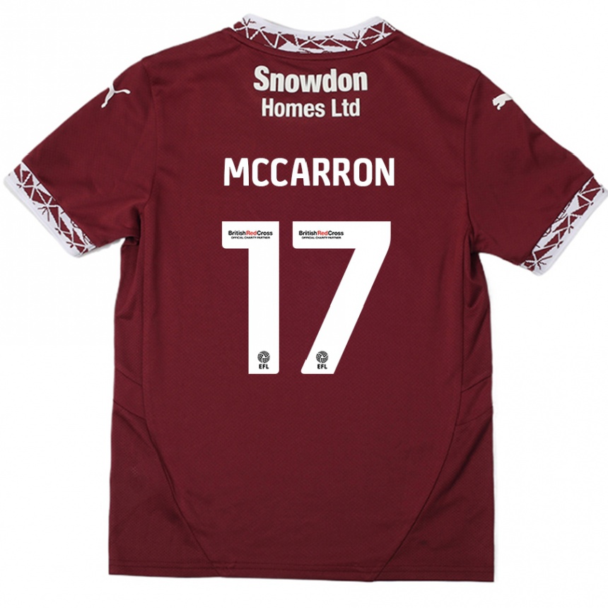 Kids Football Liam Mccarron #17 Burgundy Home Jersey 2024/25 T-Shirt Nz