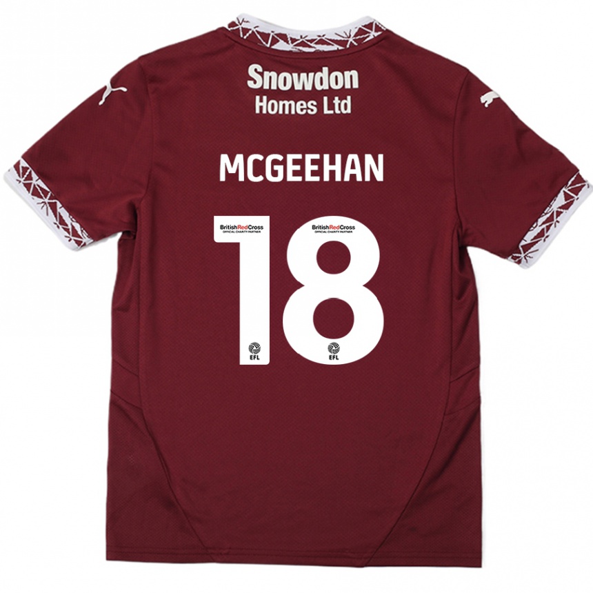 Kids Football Cameron Mcgeehan #18 Burgundy Home Jersey 2024/25 T-Shirt Nz