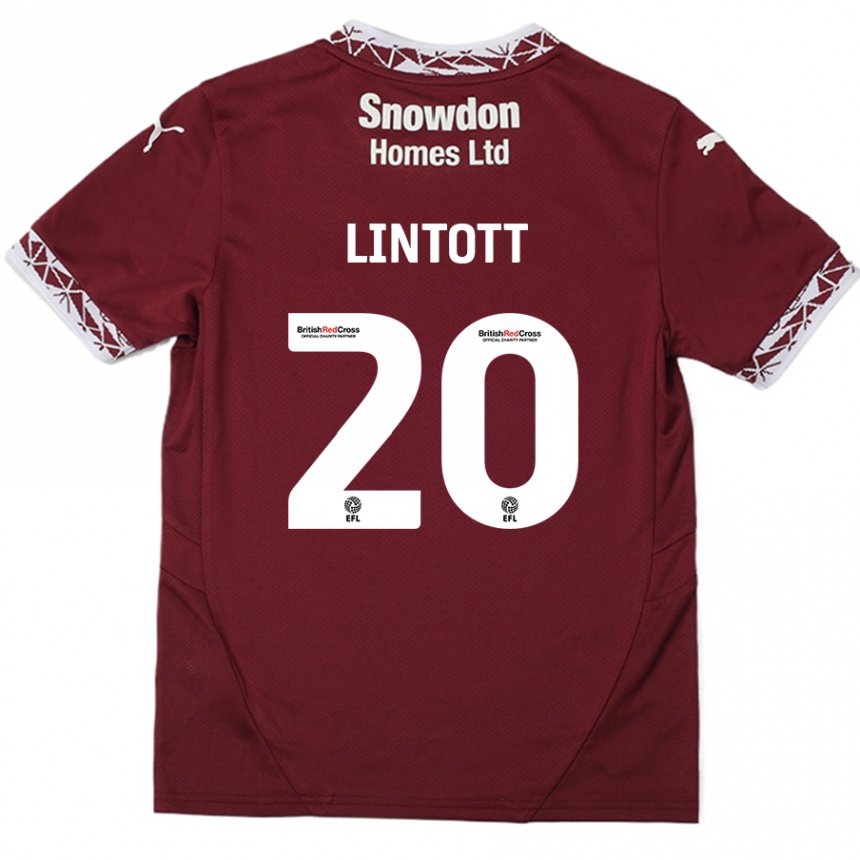 Kids Football Harvey Lintott #20 Burgundy Home Jersey 2024/25 T-Shirt Nz