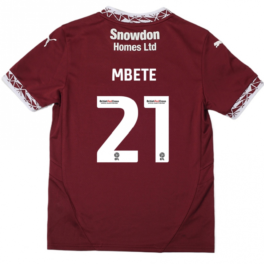 Kids Football Luke Mbete #21 Burgundy Home Jersey 2024/25 T-Shirt Nz