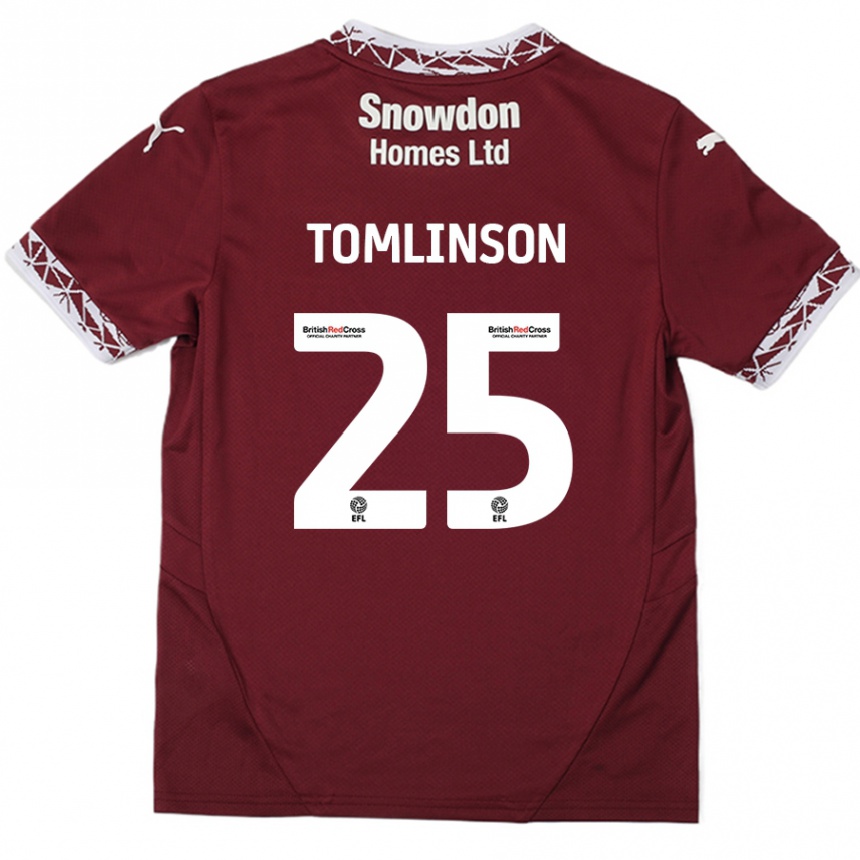 Kids Football Josh Tomlinson #25 Burgundy Home Jersey 2024/25 T-Shirt Nz