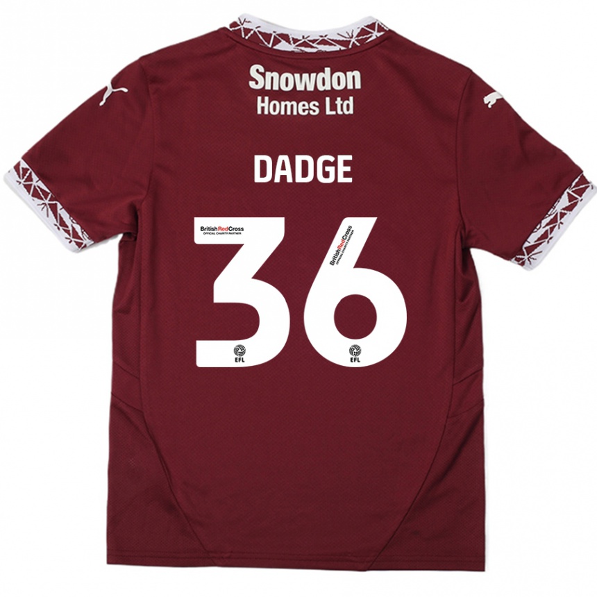 Kids Football James Dadge #36 Burgundy Home Jersey 2024/25 T-Shirt Nz