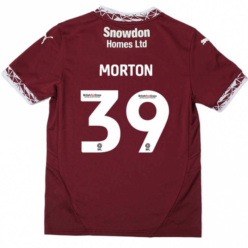 Kids Football Callum Morton #39 Burgundy Home Jersey 2024/25 T-Shirt Nz