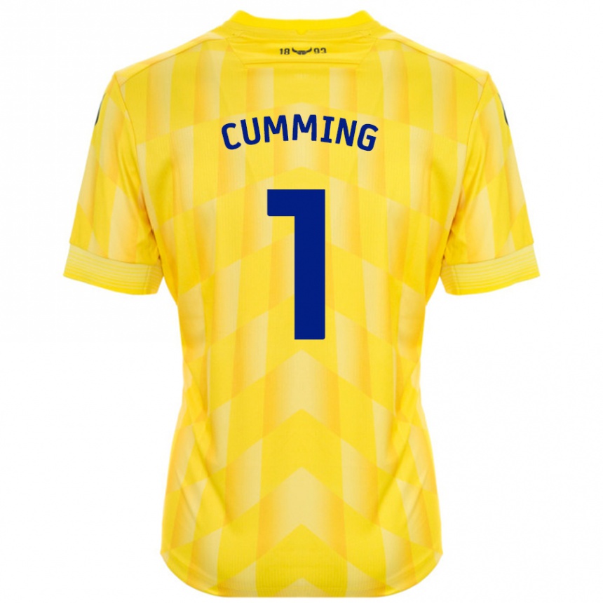 Kids Football Jamie Cumming #1 Yellow Home Jersey 2024/25 T-Shirt Nz