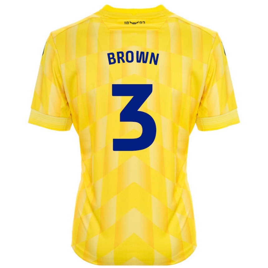 Kids Football Ciaron Brown #3 Yellow Home Jersey 2024/25 T-Shirt Nz