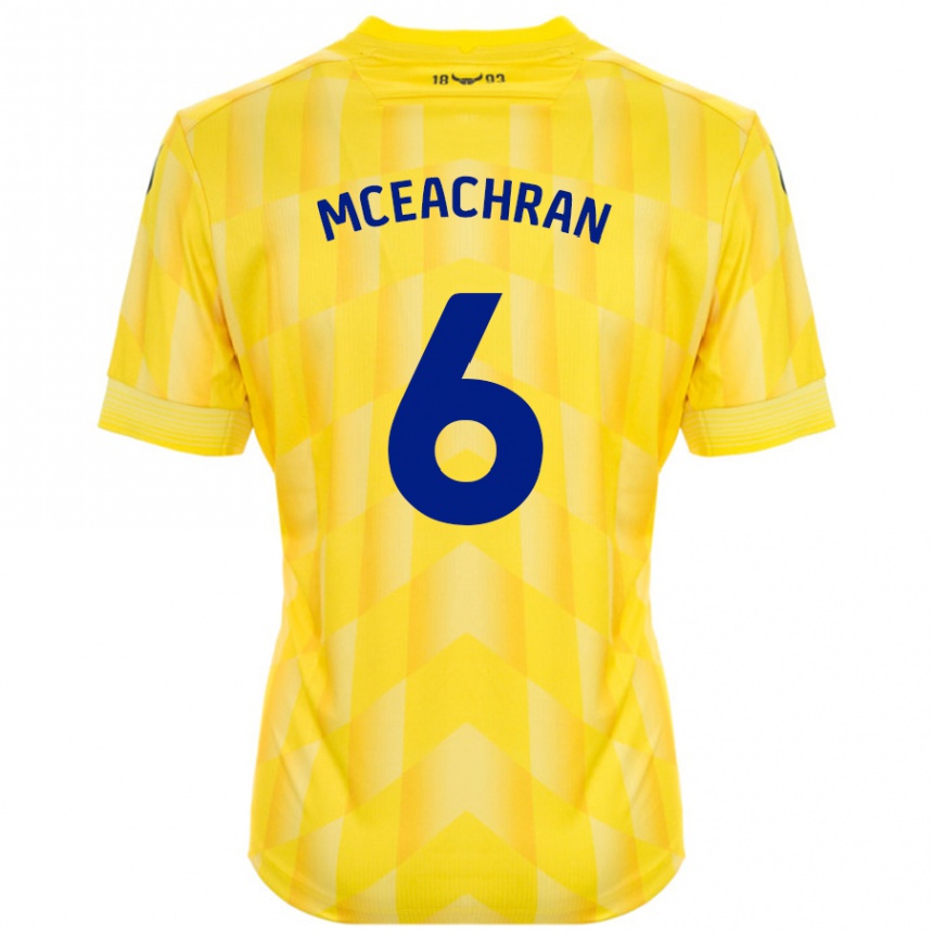 Kids Football Josh Mceachran #6 Yellow Home Jersey 2024/25 T-Shirt Nz