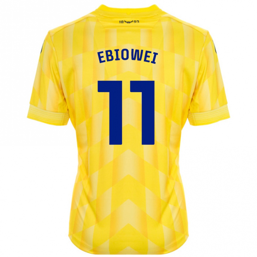 Kids Football Malcolm Ebiowei #11 Yellow Home Jersey 2024/25 T-Shirt Nz