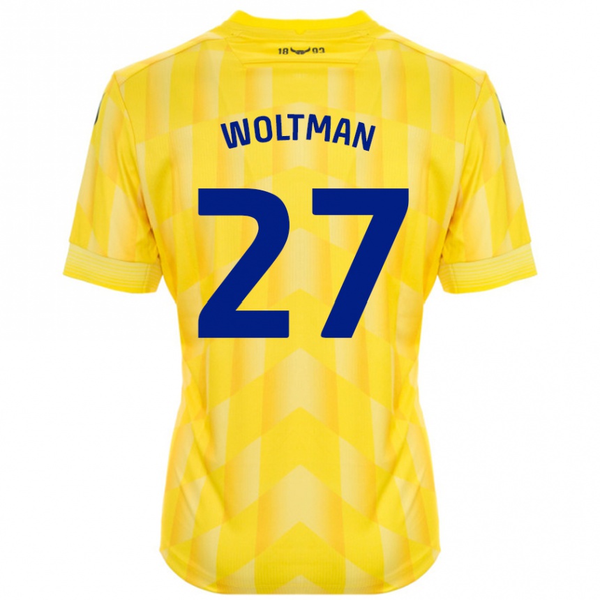 Kids Football Max Woltman #27 Yellow Home Jersey 2024/25 T-Shirt Nz