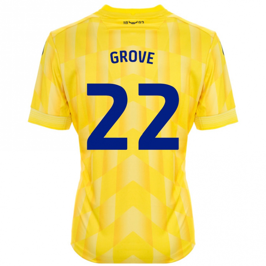 Kids Football Jade Grove #22 Yellow Home Jersey 2024/25 T-Shirt Nz