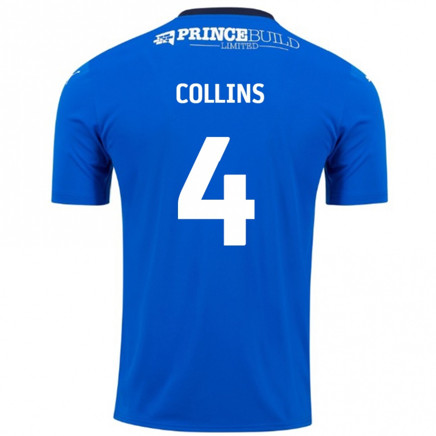 Kids Football Archie Collins #4 Blue White Home Jersey 2024/25 T-Shirt Nz