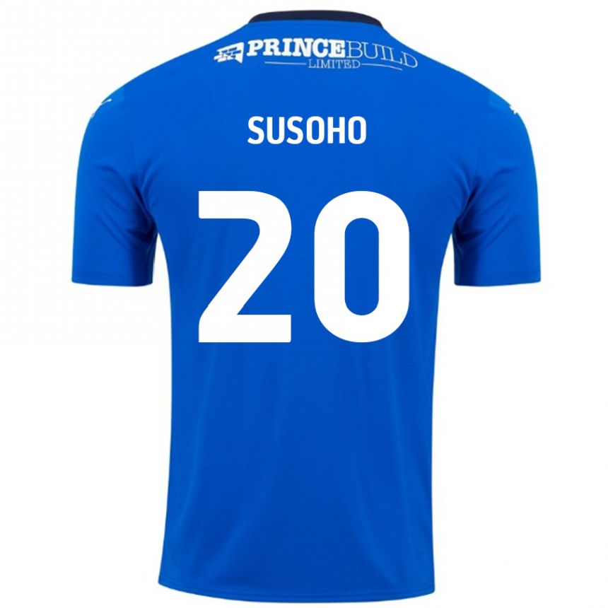 Kids Football Mahamadou Susoho #20 Blue White Home Jersey 2024/25 T-Shirt Nz