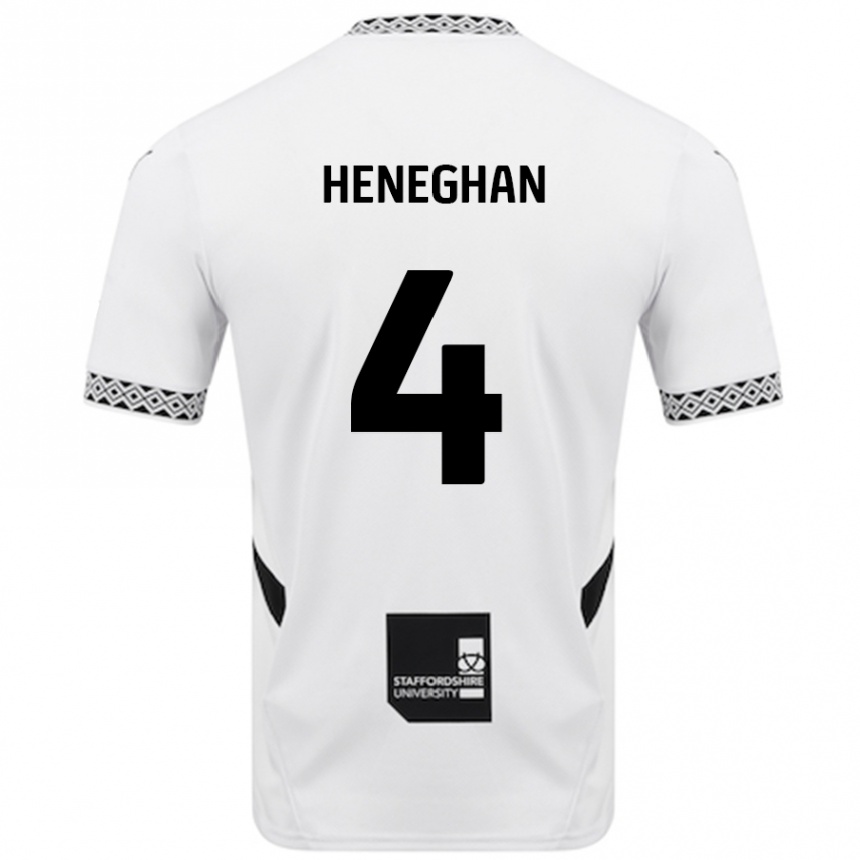 Kids Football Ben Heneghan #4 White Home Jersey 2024/25 T-Shirt Nz