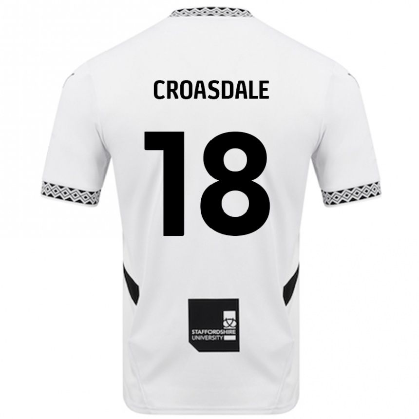 Kids Football Ryan Croasdale #18 White Home Jersey 2024/25 T-Shirt Nz