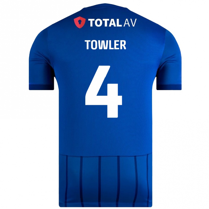 Kids Football Ryley Towler #4 Blue Home Jersey 2024/25 T-Shirt Nz