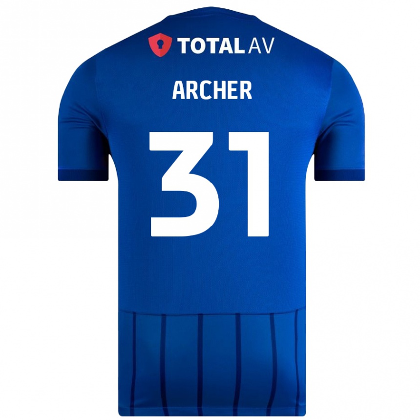 Kids Football Jordan Archer #31 Blue Home Jersey 2024/25 T-Shirt Nz