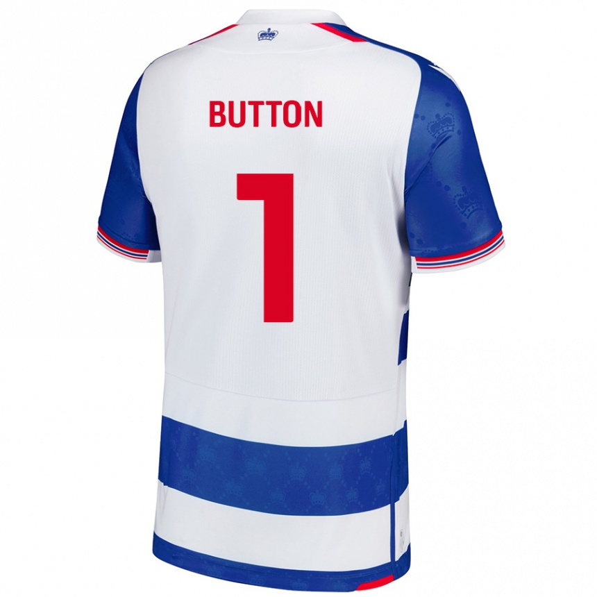 Kids Football David Button #1 Blue White Home Jersey 2024/25 T-Shirt Nz