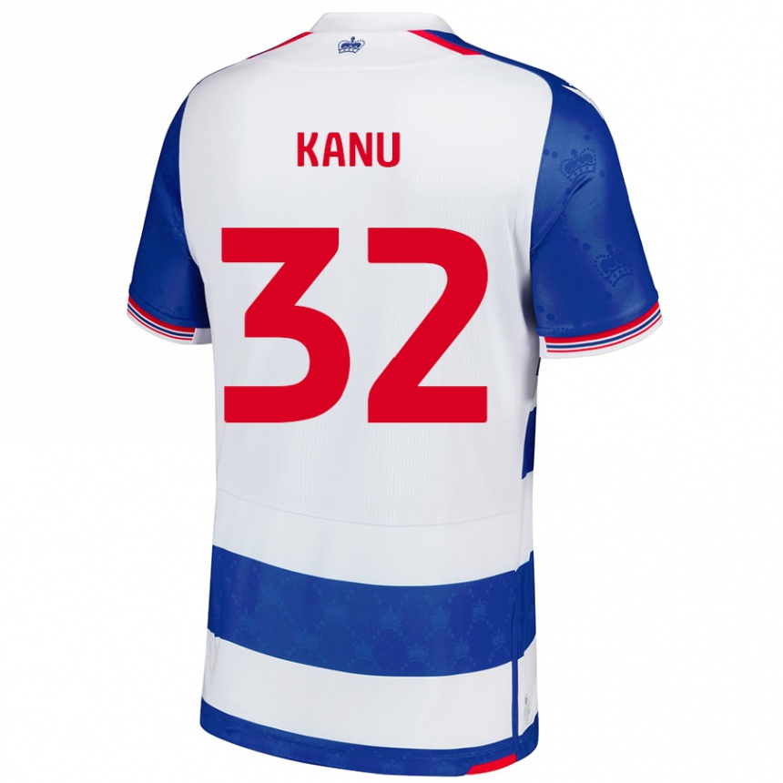 Kids Football Abraham Kanu #32 Blue White Home Jersey 2024/25 T-Shirt Nz