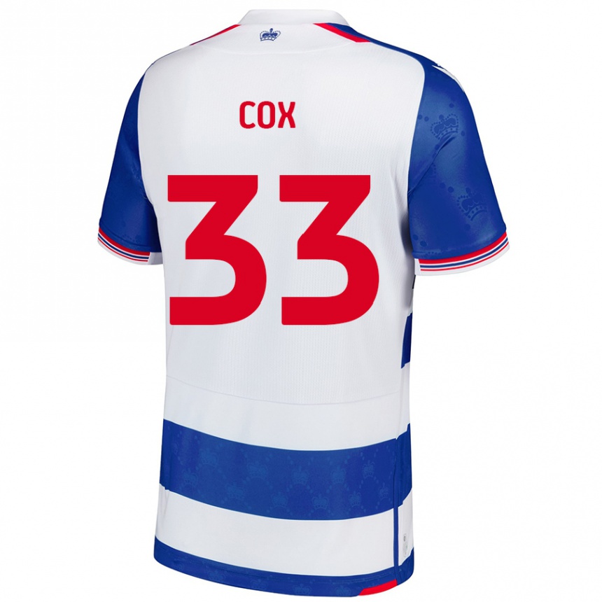 Kids Football Bella Cox #33 Blue White Home Jersey 2024/25 T-Shirt Nz