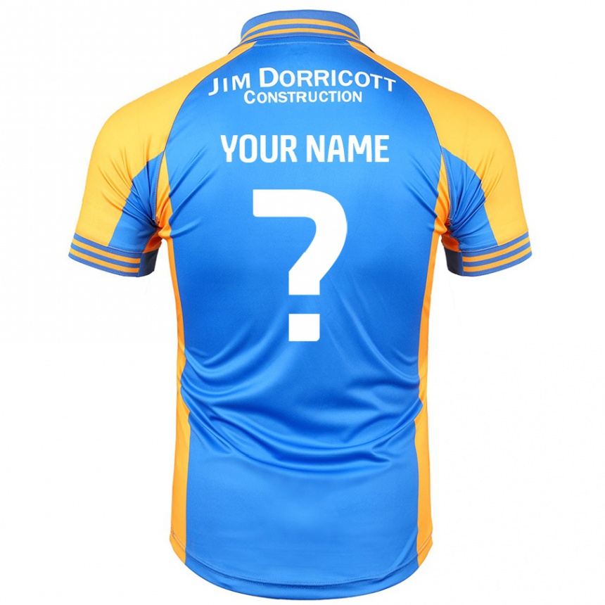 Kids Football Your Name #0 Blue Amber Home Jersey 2024/25 T-Shirt Nz