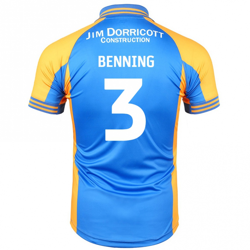 Kids Football Mal Benning #3 Blue Amber Home Jersey 2024/25 T-Shirt Nz