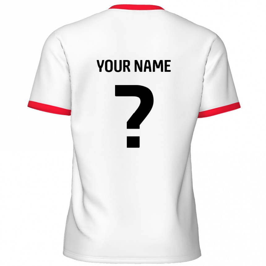 Kids Football Your Name #0 White Red Home Jersey 2024/25 T-Shirt Nz