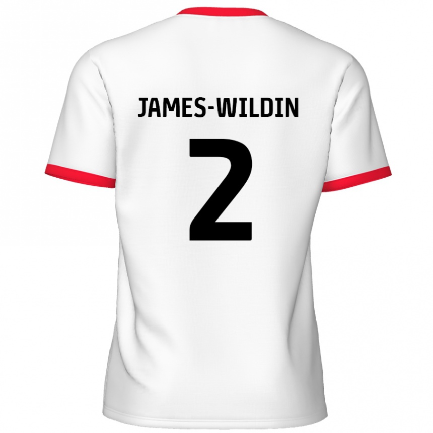 Kids Football Luther James-Wildin #2 White Red Home Jersey 2024/25 T-Shirt Nz