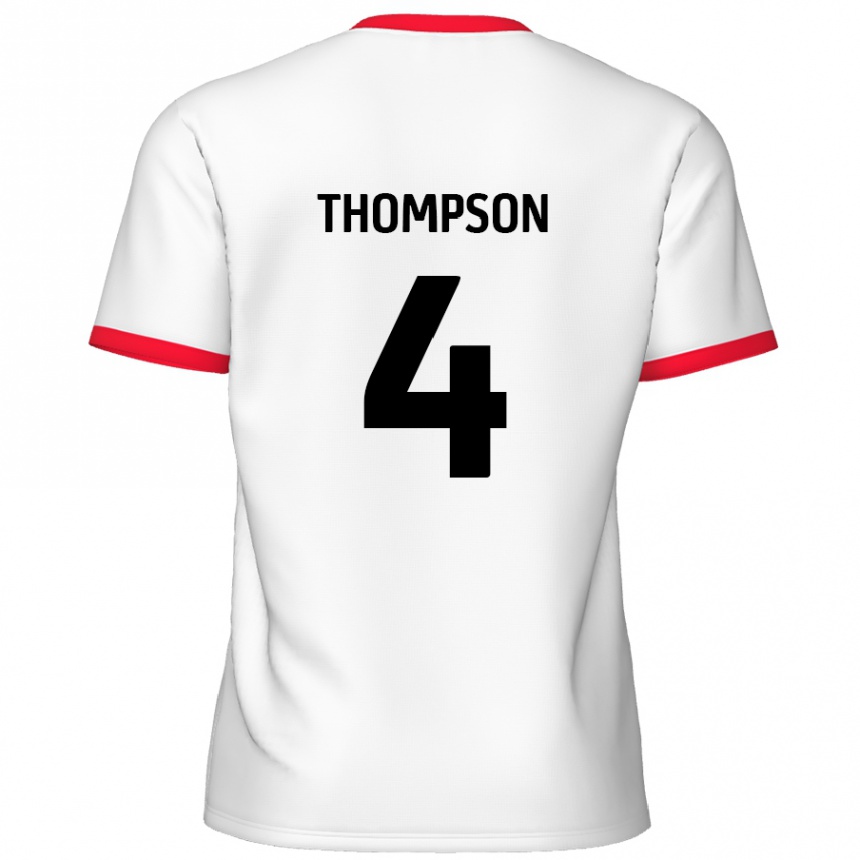 Kids Football Nathan Thompson #4 White Red Home Jersey 2024/25 T-Shirt Nz