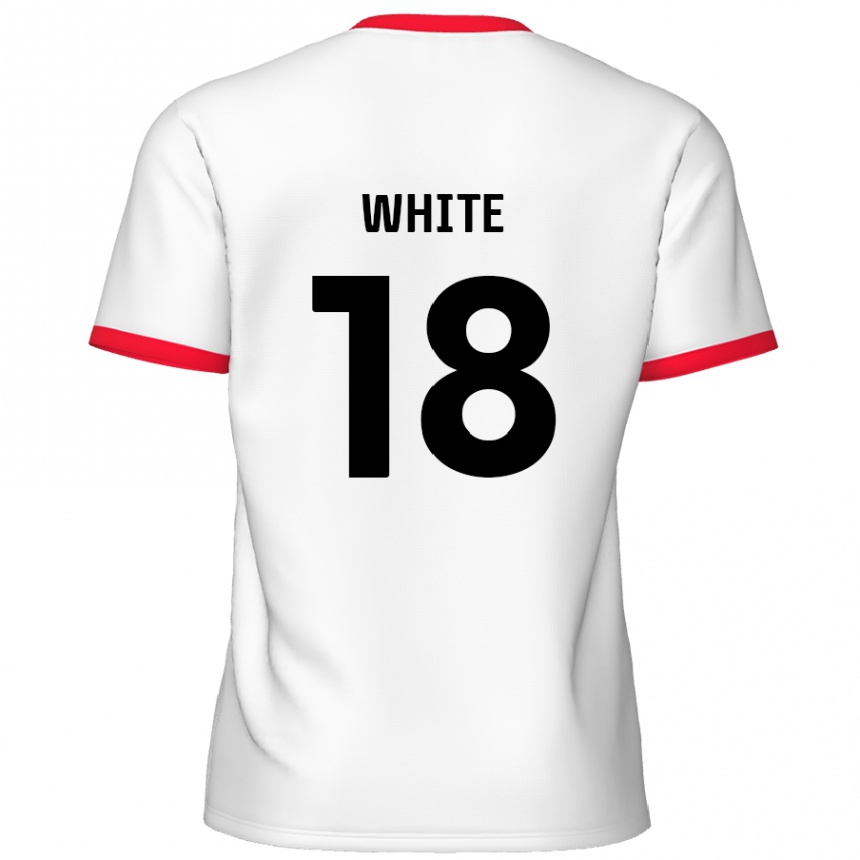 Kids Football Harvey White #18 White Red Home Jersey 2024/25 T-Shirt Nz