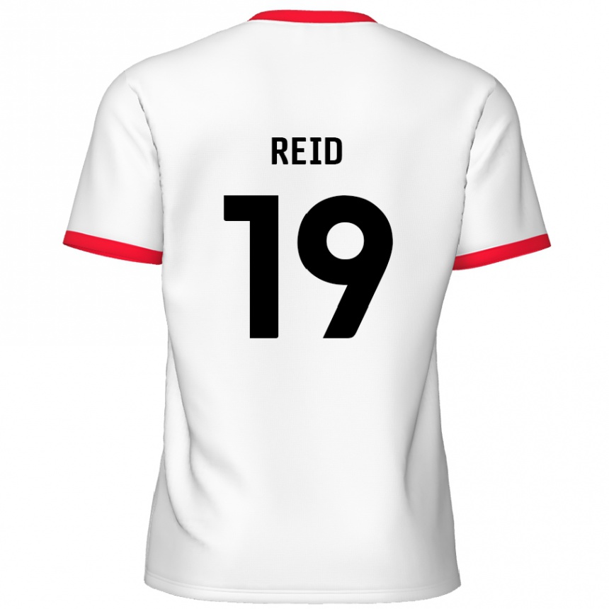 Kids Football Jamie Reid #19 White Red Home Jersey 2024/25 T-Shirt Nz