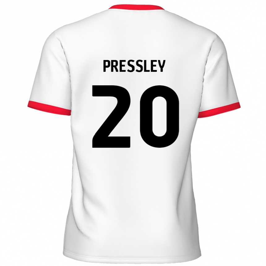 Kids Football Aaron Pressley #20 White Red Home Jersey 2024/25 T-Shirt Nz