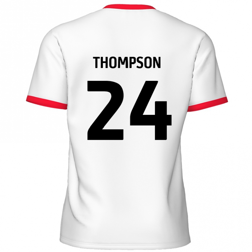 Kids Football Ben Thompson #24 White Red Home Jersey 2024/25 T-Shirt Nz