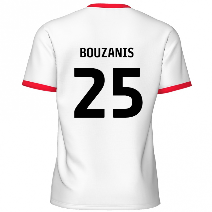 Kids Football Dean Bouzanis #25 White Red Home Jersey 2024/25 T-Shirt Nz