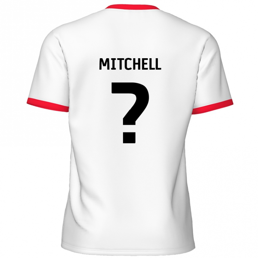 Kids Football Rylee Mitchell #0 White Red Home Jersey 2024/25 T-Shirt Nz