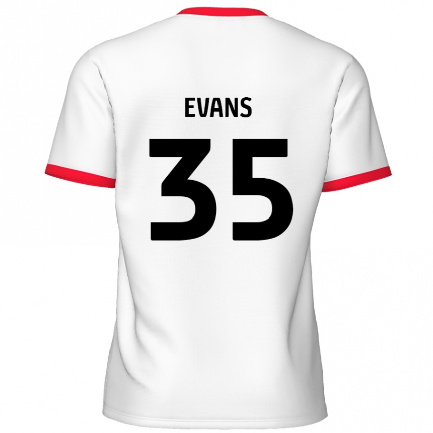 Kids Football Makise Evans #35 White Red Home Jersey 2024/25 T-Shirt Nz