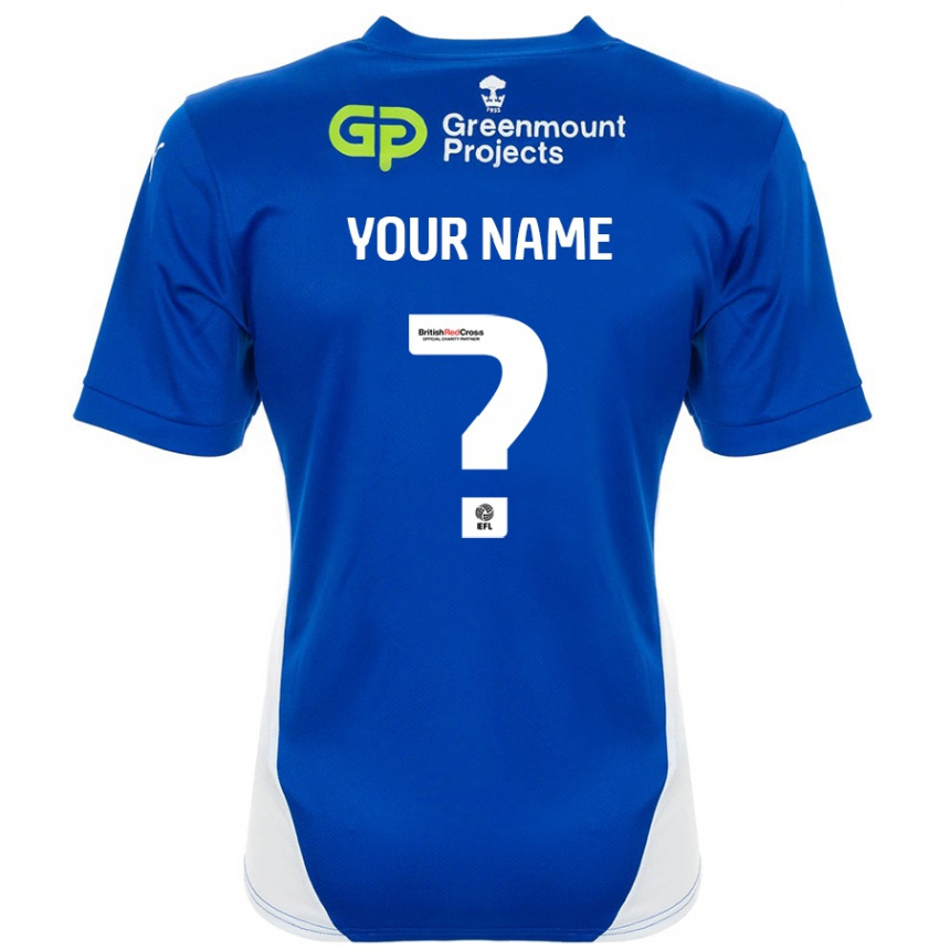 Kids Football Your Name #0 Blue White Home Jersey 2024/25 T-Shirt Nz