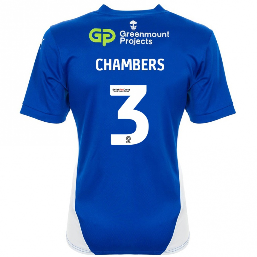 Kids Football Luke Chambers #3 Blue White Home Jersey 2024/25 T-Shirt Nz