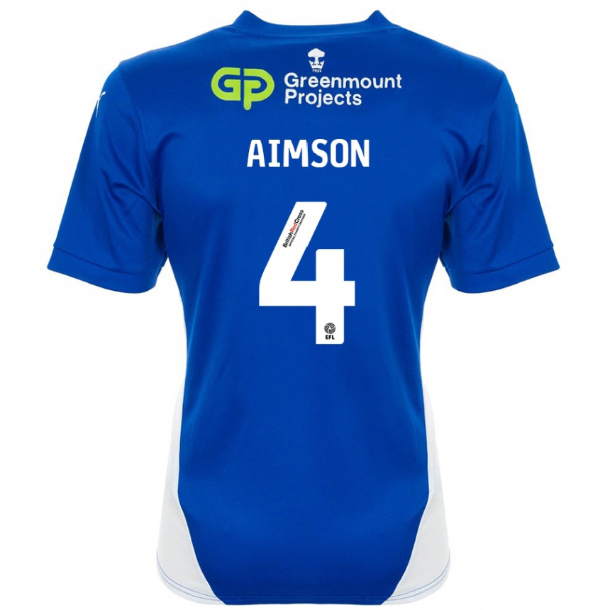 Kids Football Will Aimson #4 Blue White Home Jersey 2024/25 T-Shirt Nz