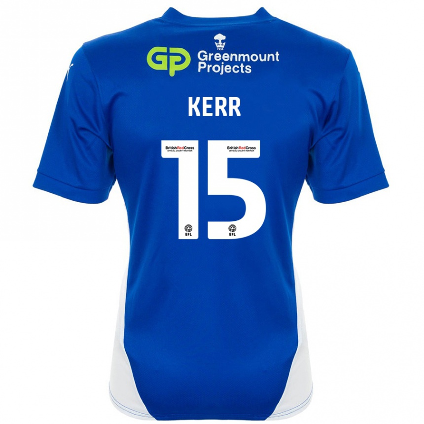 Kids Football Jason Kerr #15 Blue White Home Jersey 2024/25 T-Shirt Nz