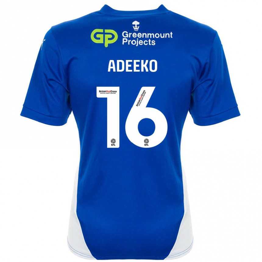 Kids Football Baba Adeeko #16 Blue White Home Jersey 2024/25 T-Shirt Nz