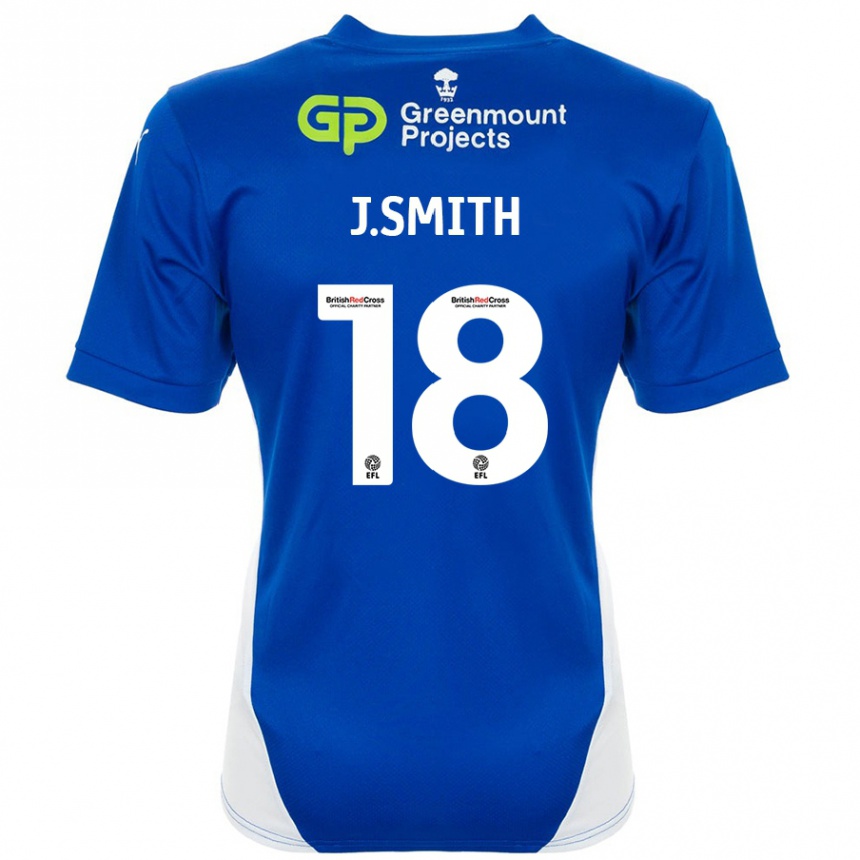 Kids Football Jonny Smith #18 Blue White Home Jersey 2024/25 T-Shirt Nz