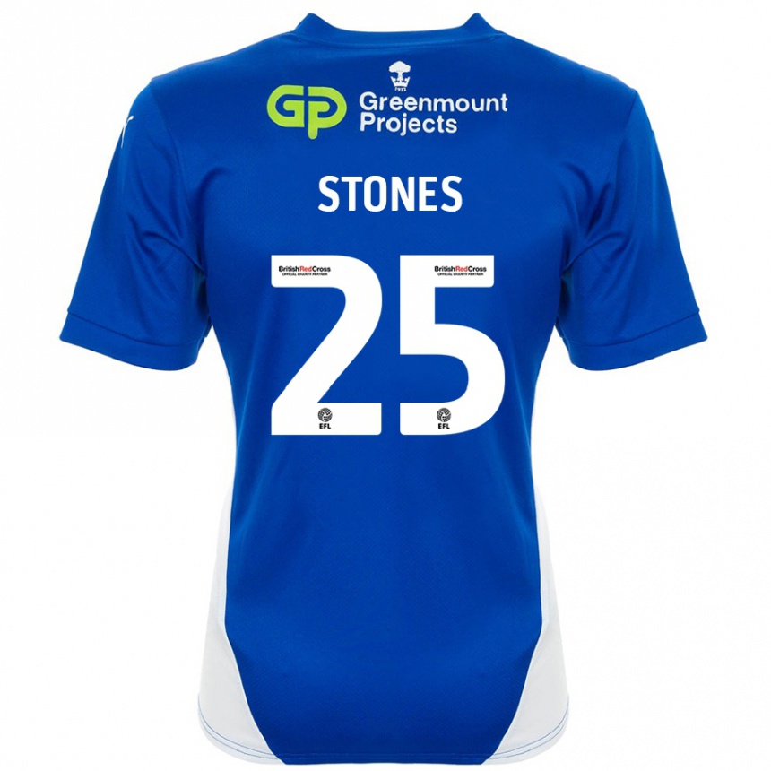 Kids Football Josh Stones #25 Blue White Home Jersey 2024/25 T-Shirt Nz